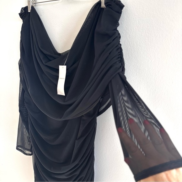 Abercrombie & Fitch Black Long-Sleeve Mesh Foldover Bodysuit XXL NWT - Picture 7 of 11